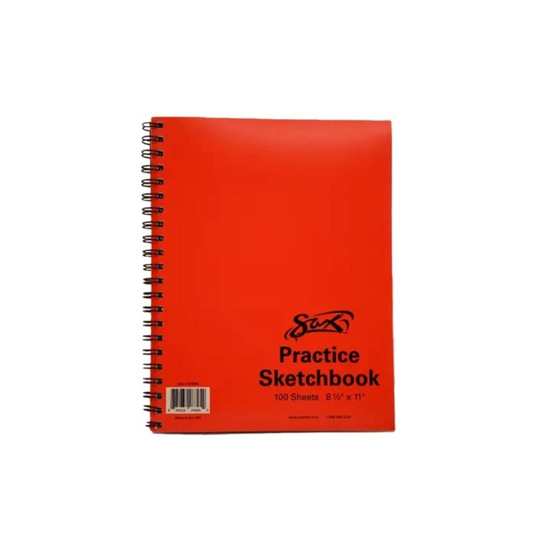 Sax-457568 Spiralbound Practice Sketchbook - 8 1/2 x 11 inches - 100 Sheets per Pad - White - Image 1